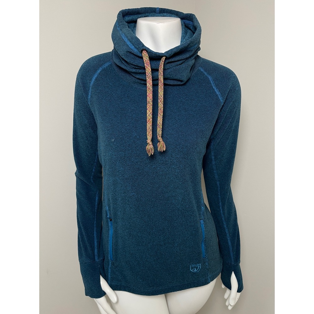 Noble Equestrian Women S Blue Fleece Cowl Neck Pullover Thumbhole Hoodie Teal